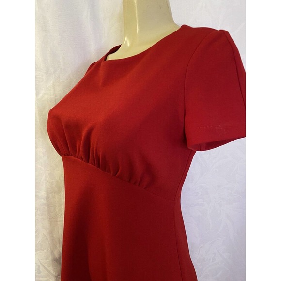 Sandro Ferrone Dress Red A line Flare Round Neck Short Sleeve Knee Lengt… - Picture 6 of 7